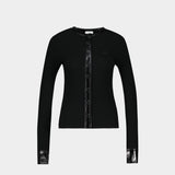 Contrasted Cardigan - Courreges - Wool - Black
