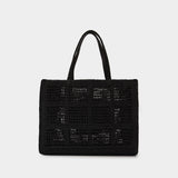 Ella Large Shopper Bag - Tory Burch - Raffia - Black