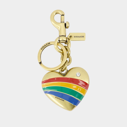 Metal Heart Keyring - Coach - Leather - Multi