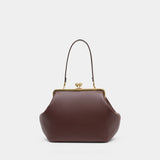 Large Kisslock Clutch - Coach - Leather - Brown