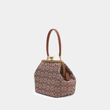 Crystal Signature Large Kisslock Pouch - Coach - Leather - Brown