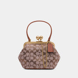 Crystal Signature Kisslock Crossbody - Coach - Leather - Brown