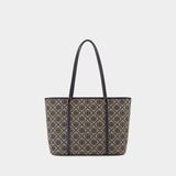 T-Monogram Small Shopper Bag - Tory Burch - Cotton - Blue