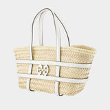 Ella Straw Small Shopper Bag - Tory Burch - Raffia - White