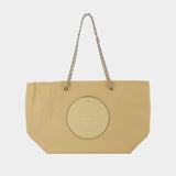 Ella Chain Zip Shopper Bag - Tory Burch - Synthetic - Beige