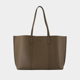 Perry Shopper Bag - Tory Burch - Leather - Khaki