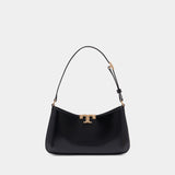 Eleanor Pave Slim Shoulder Bag - Tory Burch - Leather - Black