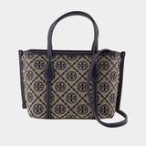 Perry T-Monogram Mini Shopper Bag - Tory Burch - Cotton - Blue