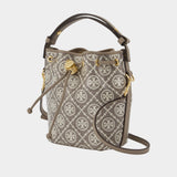 T-Monogram Mini Bucket Bag - Tory Burch - Canvas - Grey