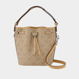 T-Monogram Bucket Bag - Tory Burch - Leather - Beige