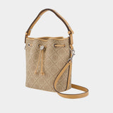 T-Monogram Bucket Bag - Tory Burch - Leather - Beige