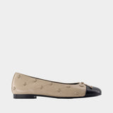 Cap Toe Bunny Knot Ballet Flats - Tory Burch - Leather - Beige