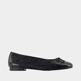 Cap Toe Bunny Knot Ballerinas - Tory Burch - Leather - Black