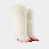 Ambush Fur Heel Boots - UGG - Fur - White/Red