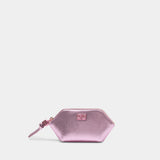 Crushed Coin Purse - Ganni - - Pink