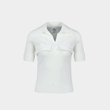 Ribbed Polo - Courreges - Viscose - White