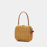 Rattan Cherry Charm Mini Bag - SELF PORTRAIT - Rattan - Brown