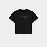 Vintage Print Crop T-Shirt - Balmain - Cotton - Black