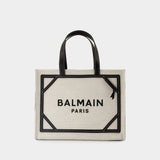 B-Army Medium Shopper Bag - Balmain - Raffia - Neutral/Black