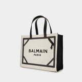 B-Army Medium Shopper Bag - Balmain - Raffia - Neutral/Black
