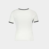 Slash Contrast T-Shirt - Courreges - Cotton - White