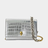 Wallet On Chain Small Skull - Alexander McQueen - Leather - Silver