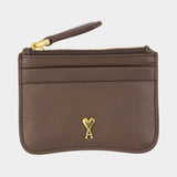 Paris Paris Zipped Card Holder - AMI Paris - Leather - Brown