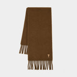 Ami De Coeur Patch Scarf - AMI Paris - Wool - Brown