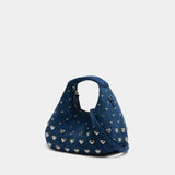Mini Heart Stud Hobo Handbag - Ganni - Cotton - Blue