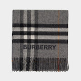 Mu Giant Check Scarf - Burberry - Wool - Grey