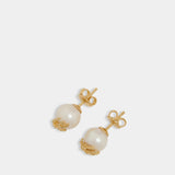 Lj Ekd Sphre Pearl Earrings - Burberry - Metal - Gold