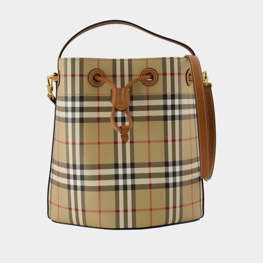 Ll Small Drawstring Purse - Burberry - Synthetic Leather - Brown