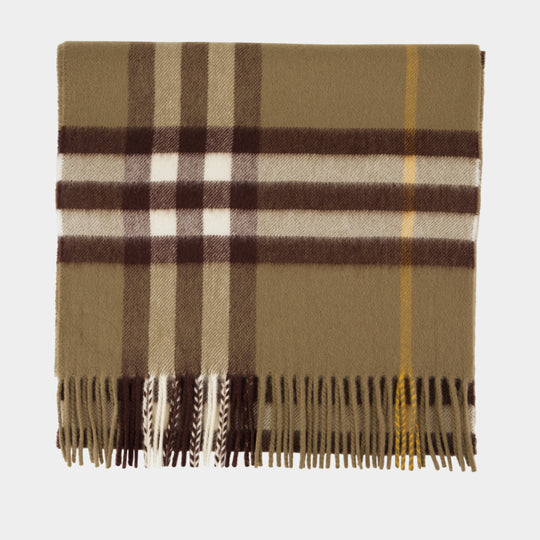 Giant Check Scarf - Burberry - Wool - Khaki