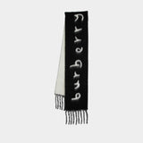 Mu Text Scarf - Burberry - Wool - Black