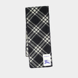 Mu Tri Bar Check Scarf - Burberry - Wool - Black