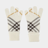 Core Check Gloves - Burberry - Cashmere - White