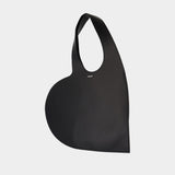 Heart Tote Bag in Black Leather