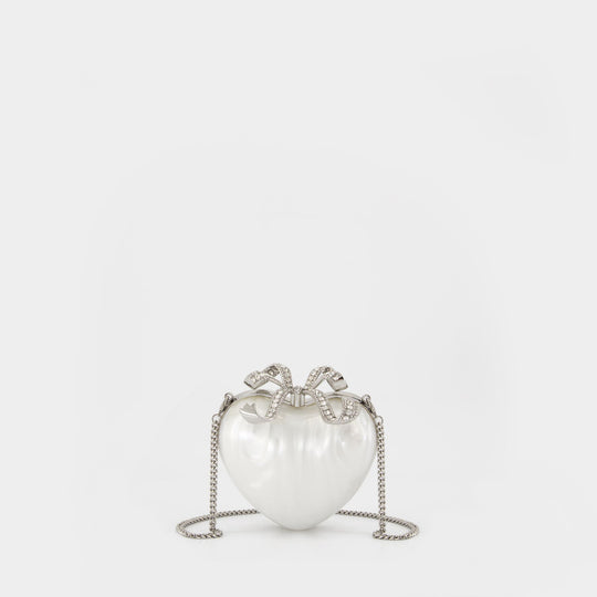 Pearl Top Handle Heart pouch - SELF PORTRAIT - Synthetic - White