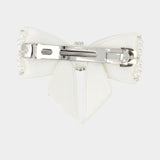 Pearl Crystal Bow Hair Clip - SELF PORTRAIT - Silver - White