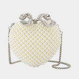 Pearl Heart Clutch - SELF PORTRAIT - Polyester - White