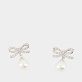 Bow Earrings - SELF PORTRAIT - Pearl - Silver