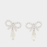 Bow Droplet Earrings - SELF PORTRAIT - Metal - Silver