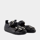 Buckle Grip Ballerina - Simone Rocha - Leather - Black