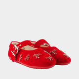 Mary Jane Turbo Emb Ballerinas - Simone Rocha - Synthetic - Red