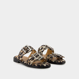 Feminine Sandals - Ganni - Denim - Printed