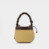 Bou Bucket Shoulder Bag - Ganni - Raphia - Brown