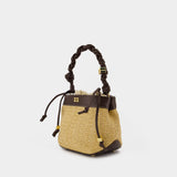 Bou Bucket Shoulder Bag - Ganni - Raphia - Brown