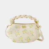 Bou Bag Mini Canvas Flowers - Ganni - Cotton - White
