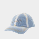 Cap - Ganni - Cotton - Blue