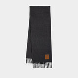 Double Face Solid Scarf - Ganni - Wool - Grey